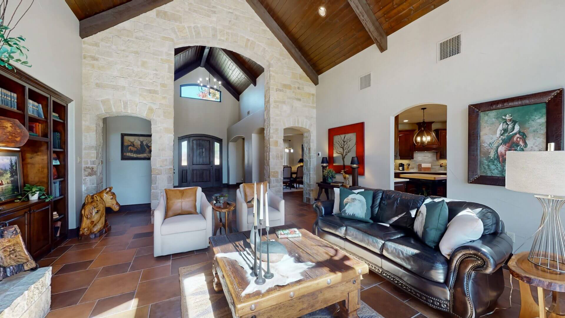 Elegant interior featuring wooden beams