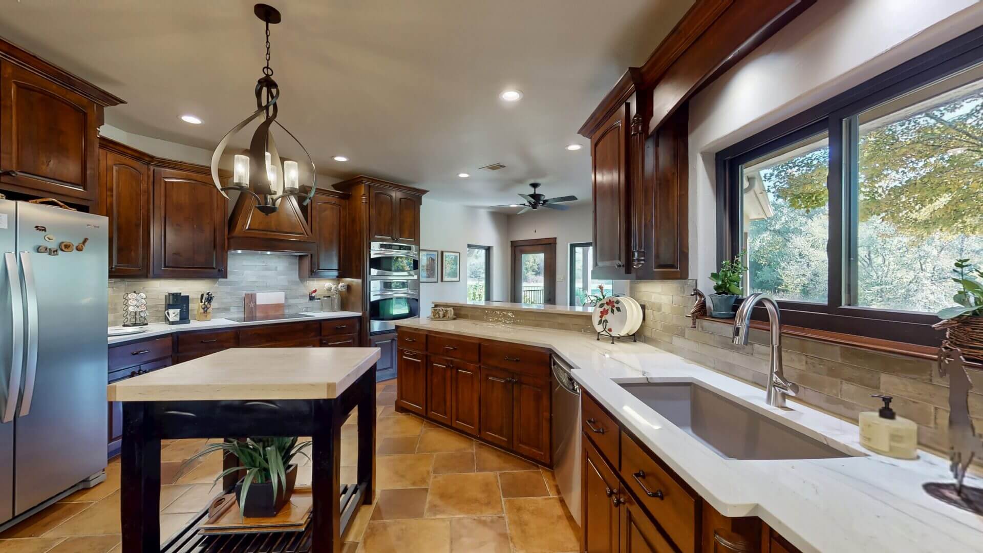 Modern kitchen with wooden cabinets