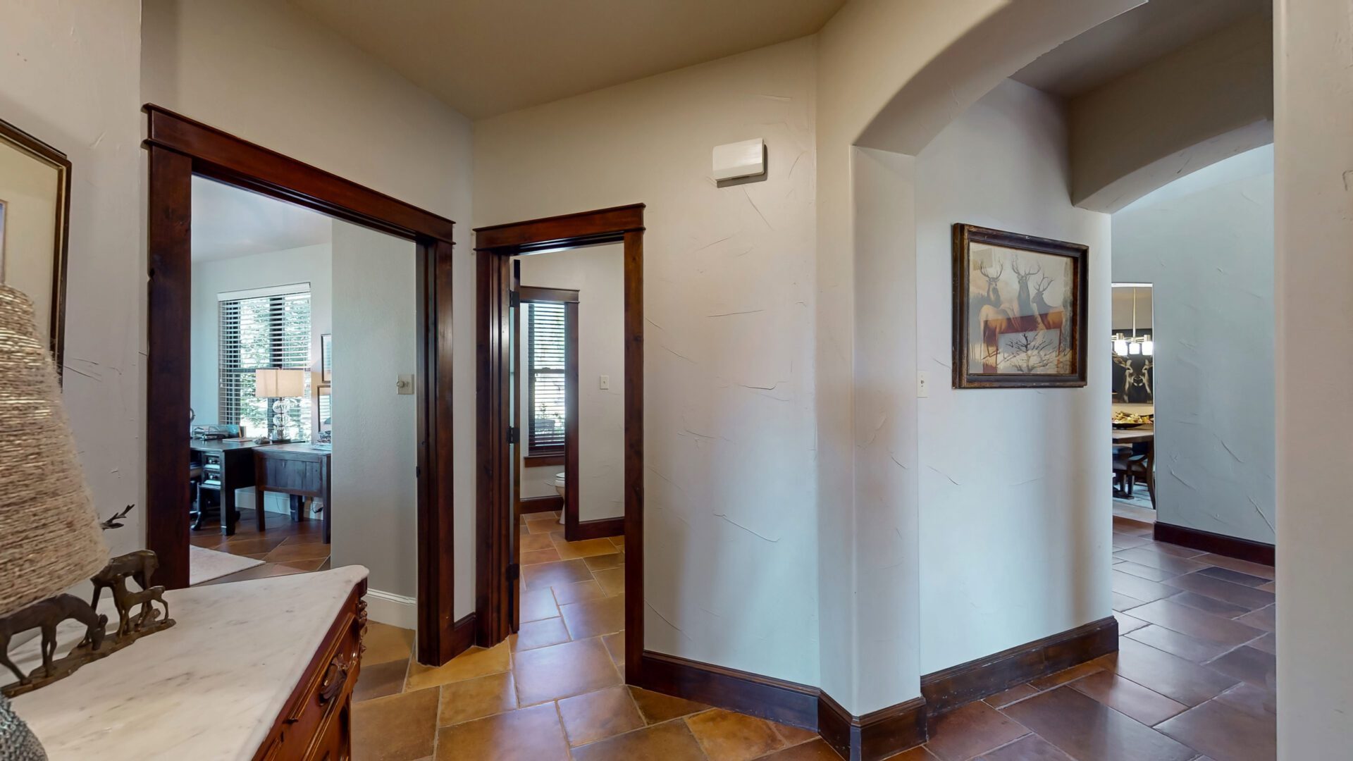 Hallway with wooden door frames