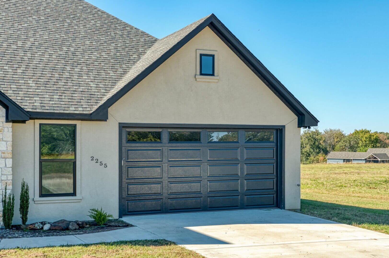 House with gray garage door