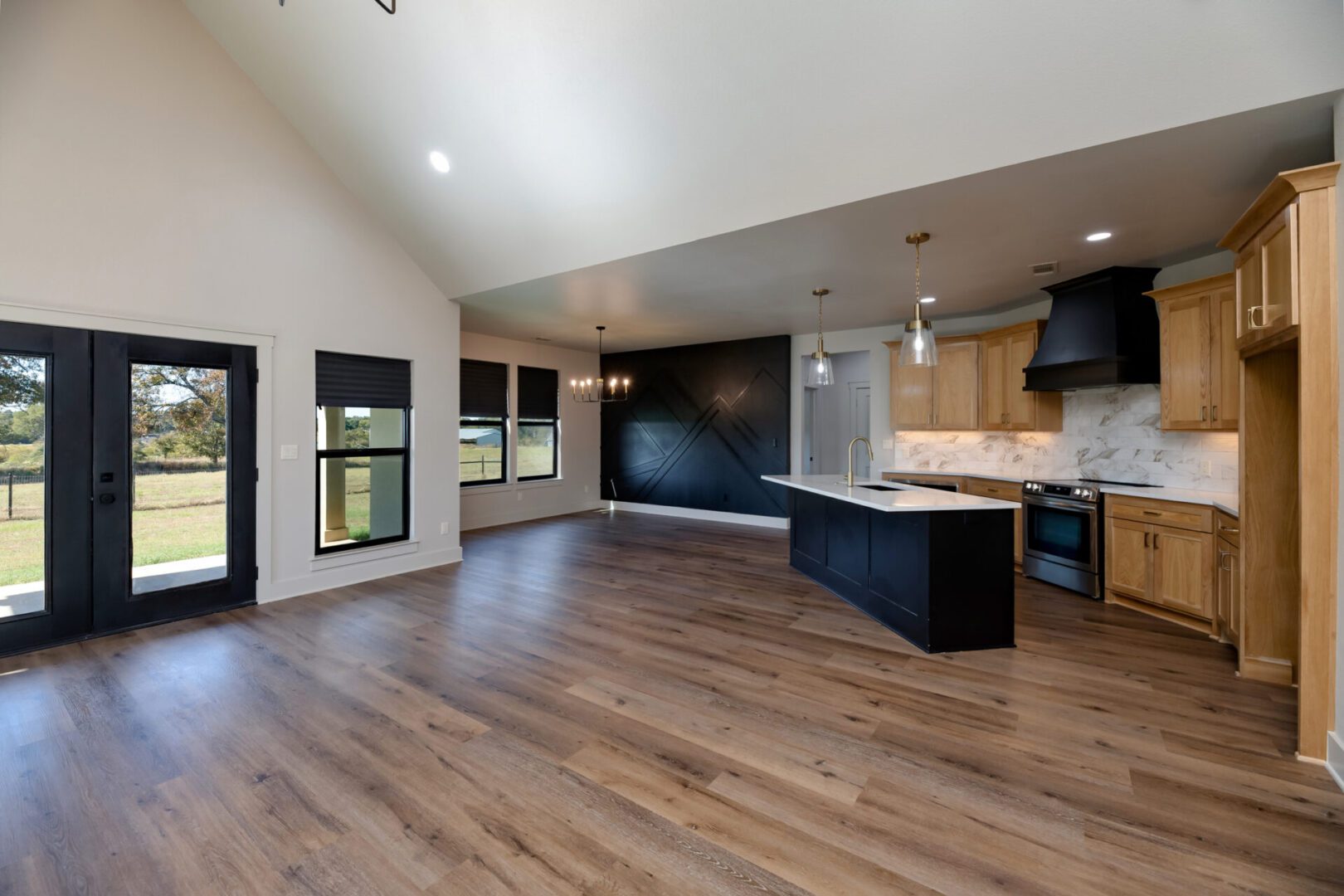 Spacious modern kitchen and living area