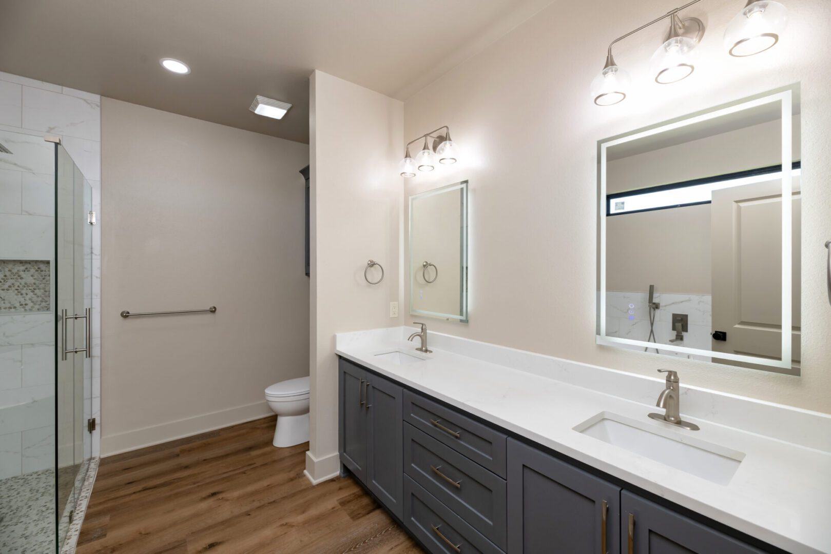 Modern bathroom with double sinks