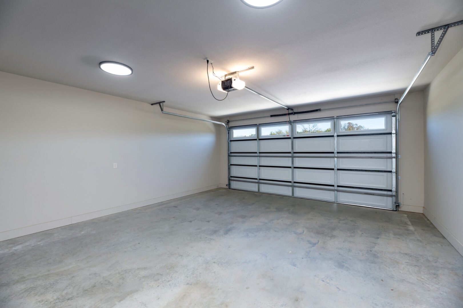 Empty garage with concrete floor