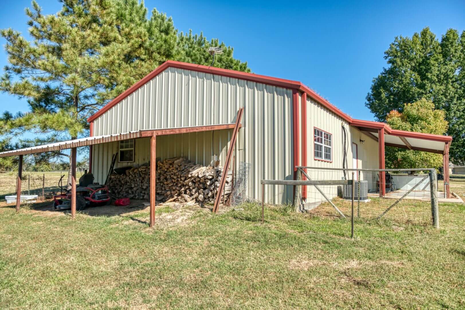 Rural barn with red roof