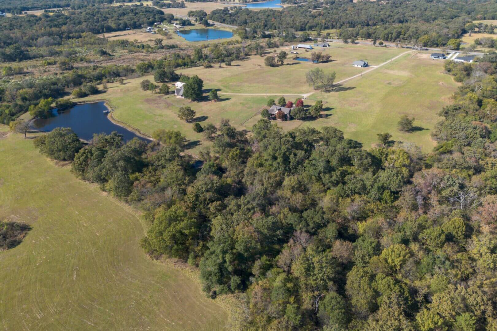 Scenic farmland and water features